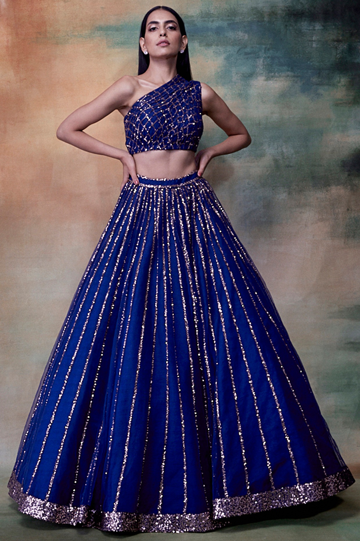 Blue hot sale skirt lehenga