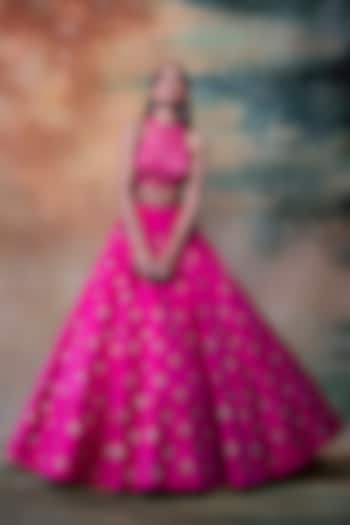 Fuchsia Embroidered Lehenga Skirt With Blouse by Vvani by Vani Vats