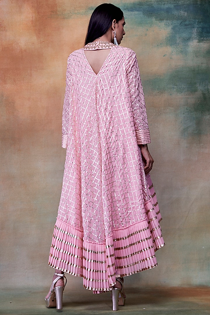 Peach Embroidered Kurta With Dhoti Pants by Vvani by Vani Vats at Pernia's Pop Up Shop