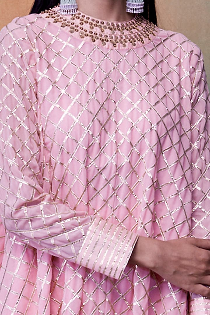 Peach Embroidered Kurta With Dhoti Pants by Vvani by Vani Vats at Pernia's Pop Up Shop