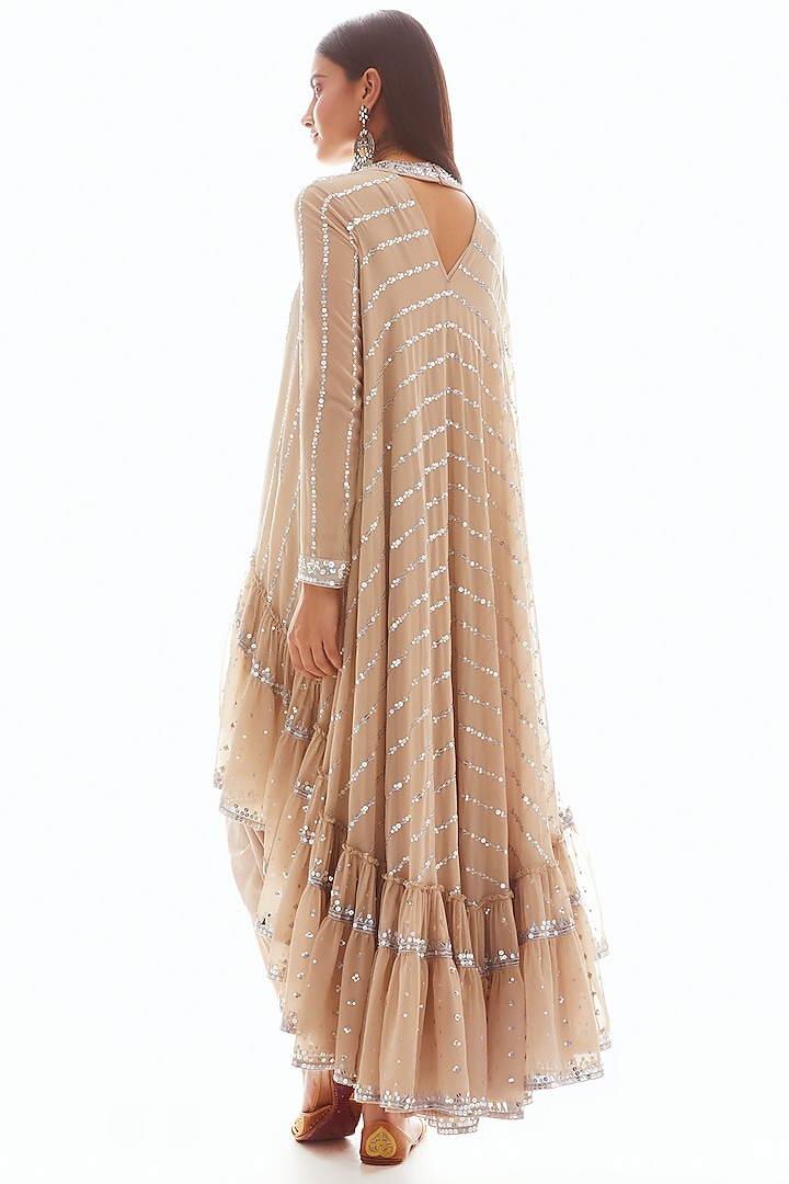 Beige Embroidered Kurta & Dhoti Pants by Vvani by Vani Vats at Pernia's Pop Up Shop