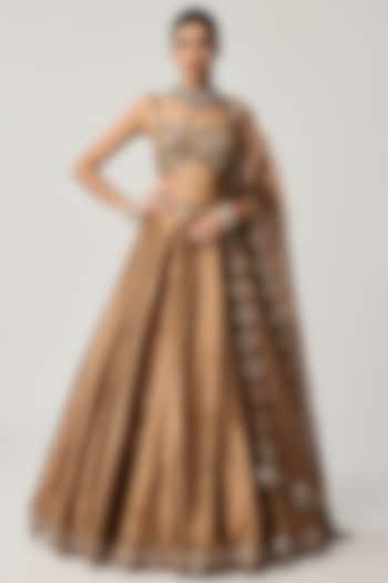 Copper Shimmer Organza Wedding Lehenga Set by Vvani by Vani Vats at Pernia's Pop Up Shop