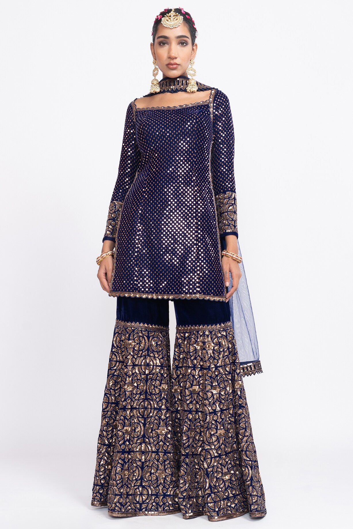 Navy Blue Sharara Set main image 0