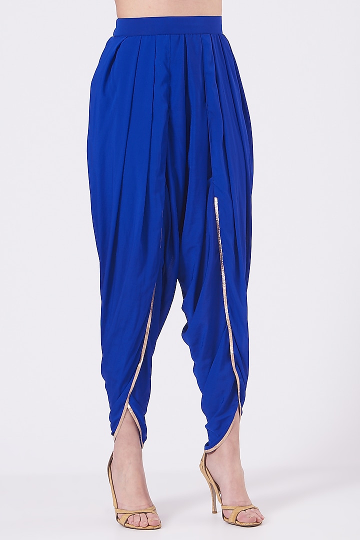 Royal Blue Georgette Dhoti Set by Vvani by Vani Vats at Pernia's Pop Up Shop
