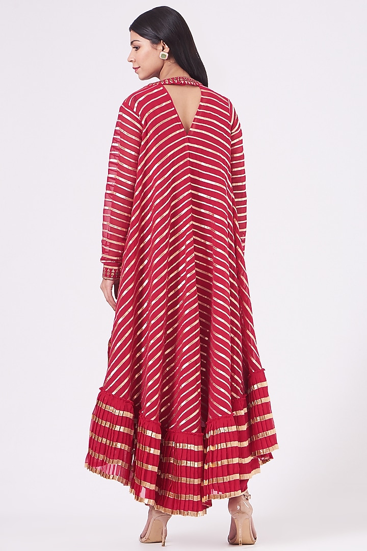 Cadmium Red Crepe Dhoti Set by Vvani by Vani Vats at Pernia's Pop Up Shop