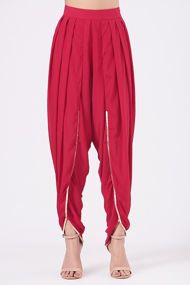 Cadmium Red Crepe Dhoti Set by Vvani by Vani Vats at Pernia's Pop Up Shop