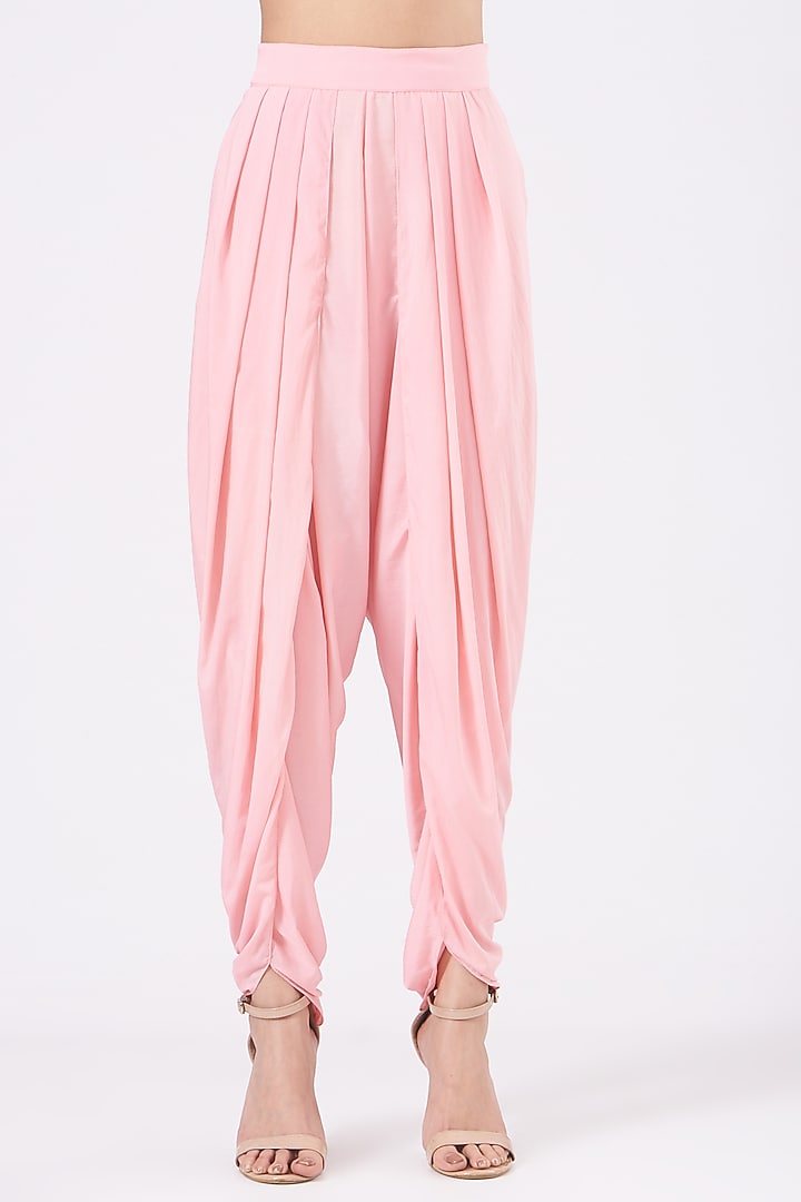 Peach Crepe Dhoti Set by Vvani by Vani Vats at Pernia's Pop Up Shop