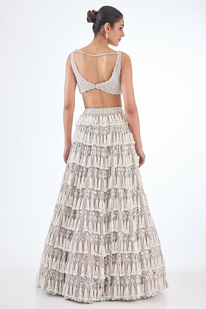 Ash Pink Georgette Hand Embroidered Bridal Lehenga Set by Vvani by Vani Vats at Pernia's Pop Up Shop