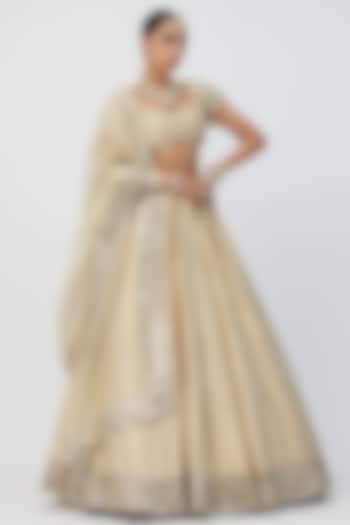 Golden Banarasi Shimmer Organza Bridal lehenga for 22 Lehenga Set by Vvani by Vani Vats at Pernia's Pop Up Shop