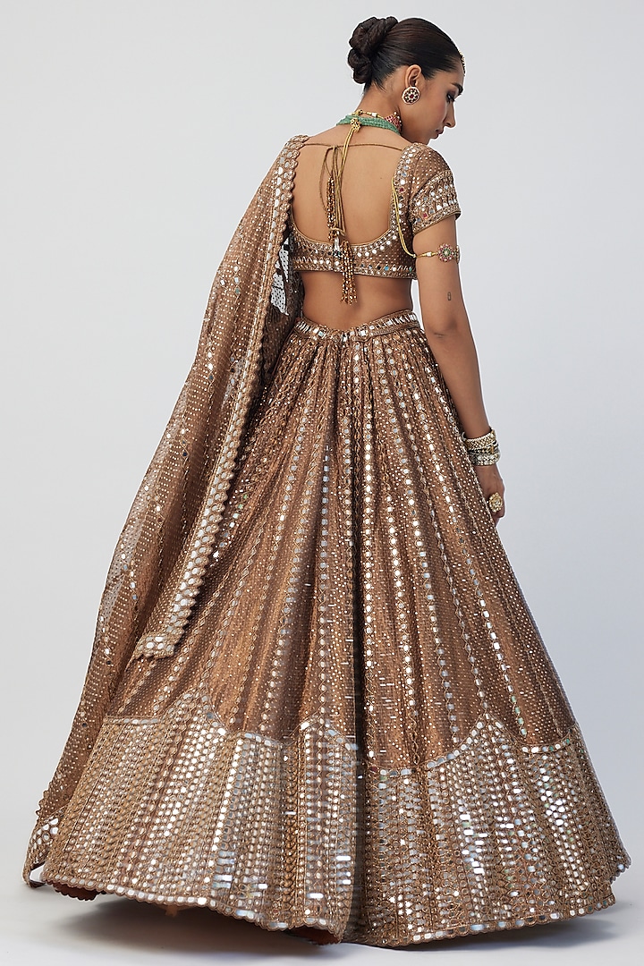 Copper Banarasi Shimmer Organza Bridal Lehenga Set by Vvani by Vani Vats at Pernia's Pop Up Shop