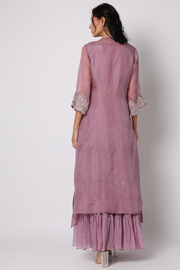 Lilac Hand Embroidered Wedding Sharara Set by Vara By Vibha & Priti at Pernia's Pop Up Shop