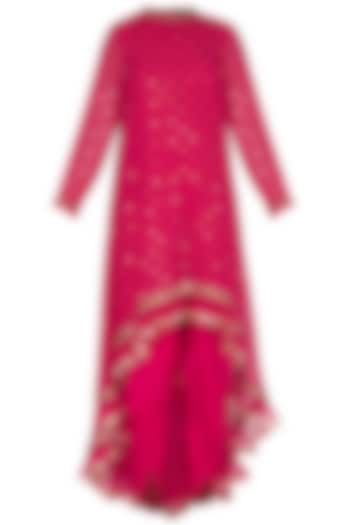 Peacock Pink Embroidered Dhoti Kurta Set With Inner by Vvani by Vani Vats