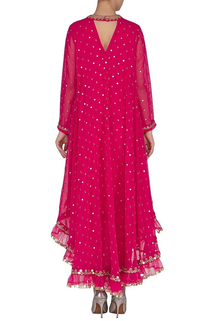 Peacock Pink Embroidered Dhoti Kurta Set With Inner by Vvani by Vani Vats at Pernia's Pop Up Shop