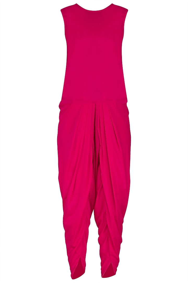 Peacock Pink Embroidered Dhoti Kurta Set With Inner by Vvani by Vani Vats at Pernia's Pop Up Shop