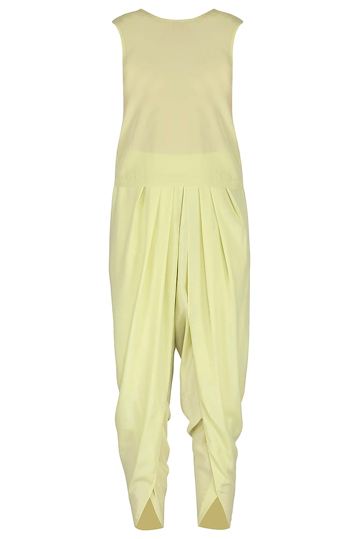 Sap Green Georgette Hand Embroidered Asymmetrical Kurta Set by Vvani by Vani Vats at Pernia's Pop Up Shop