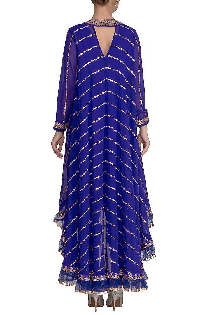 Royal Blue Embroidered Dhoti Kurta Set With Inner by Vvani by Vani Vats at Pernia's Pop Up Shop