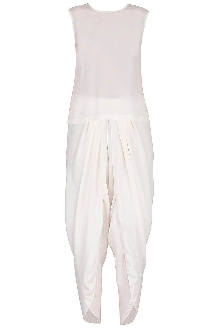 Off White Embroidered Dhoti Kurta Set With Inner by Vvani by Vani Vats at Pernia's Pop Up Shop