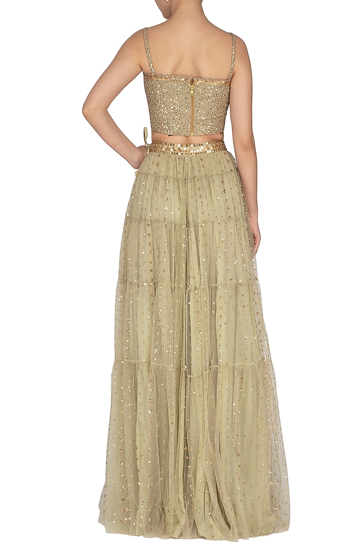 Sap Green Embroidered Wedding Sharara Set by Vvani by Vani Vats at Pernia's Pop Up Shop