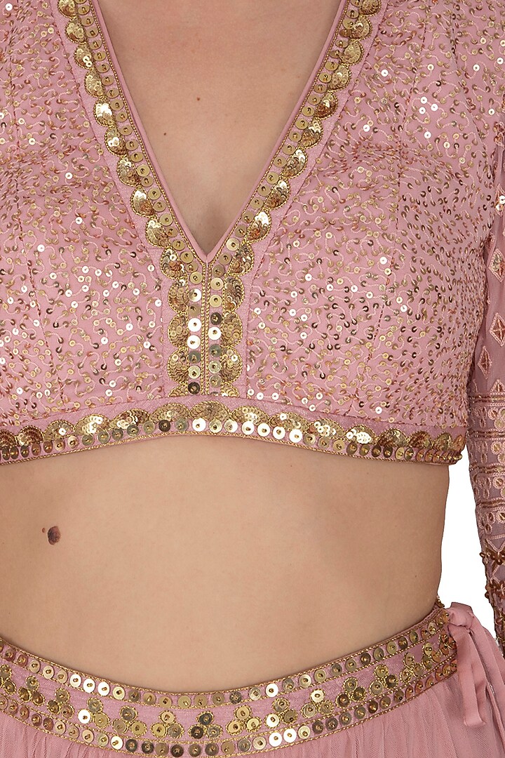 Powder Pink Embroidered Wedding Sharara Set by Vvani by Vani Vats at Pernia's Pop Up Shop