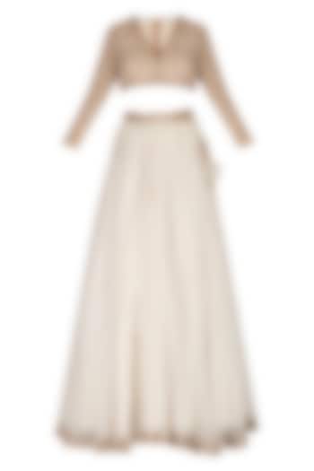 Off White Organza Embroidered Mirror Wedding Lehenga Set by Vvani by Vani Vats at Pernia's Pop Up Shop