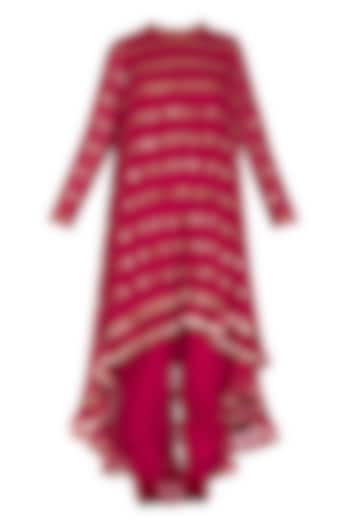 Crimson Red Embroidered Dhoti Kurta Set With Inner by Vvani by Vani Vats