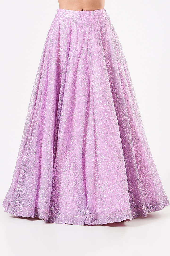 Lilac Net Bridal Lehenga Set by Vvani By Vani Vats at Pernia's Pop Up Shop