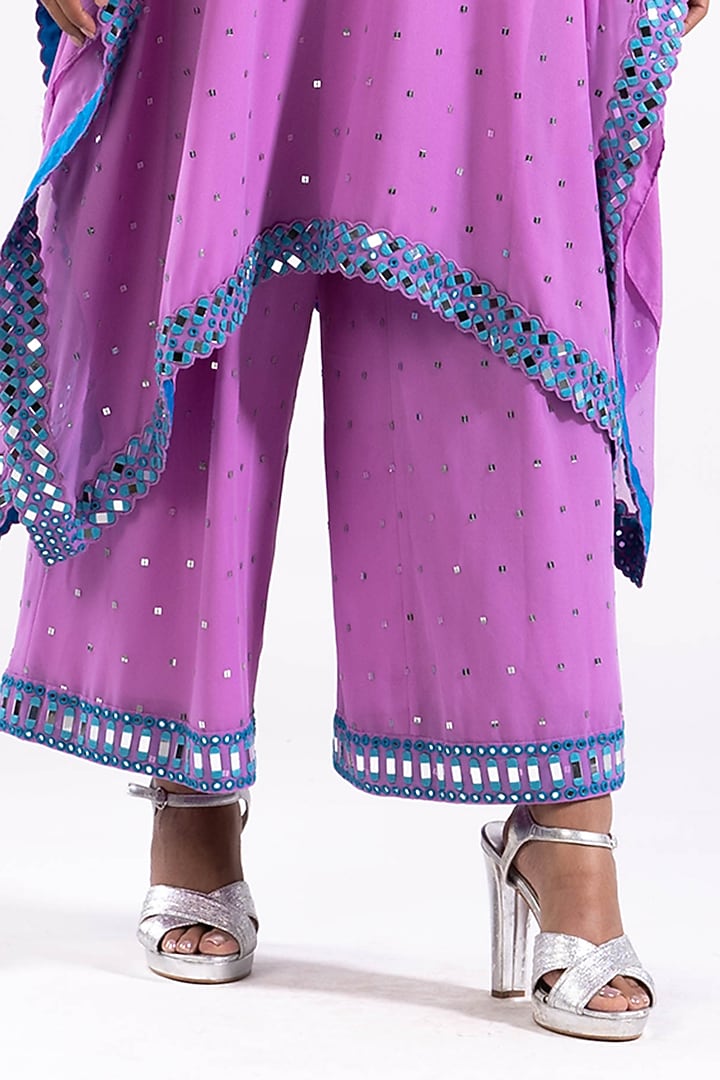 Mauve Georgette Mirror Embroidered Kaftan Set by Vvani by Vani Vats at Pernia's Pop Up Shop