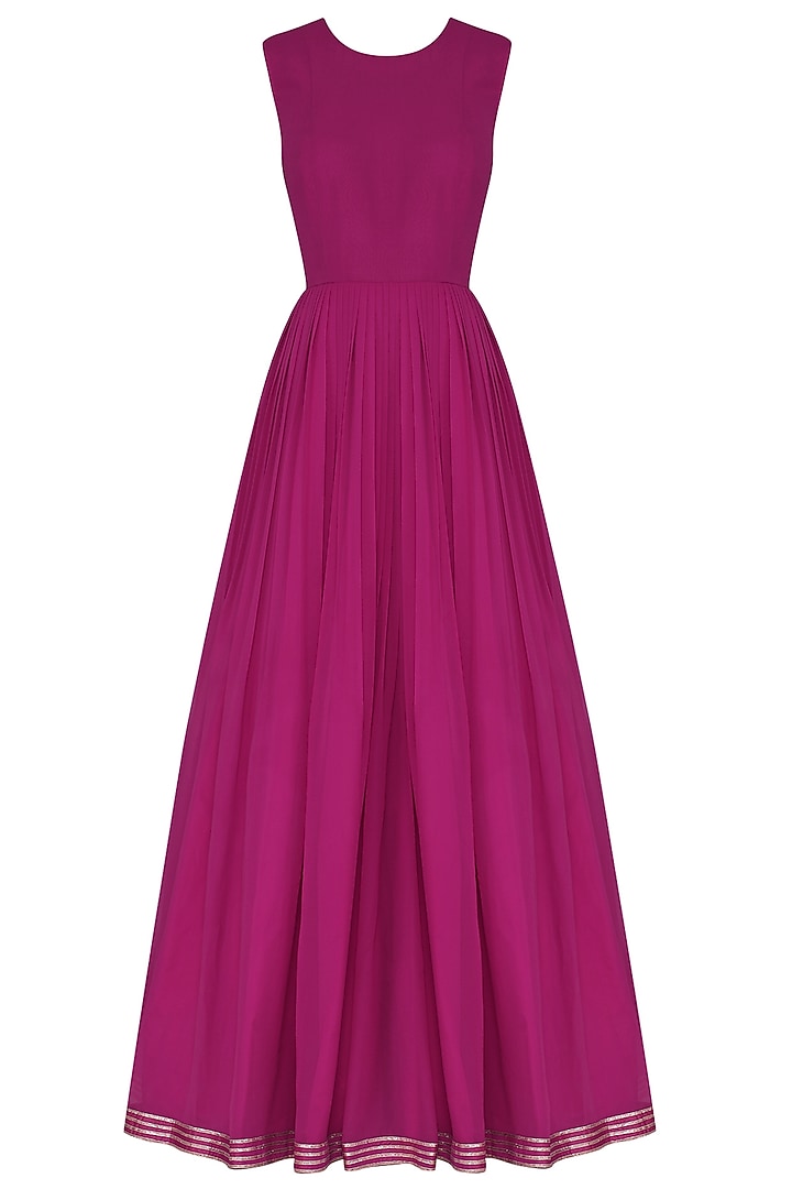 Plum anarkali with embroidered jacket and dupatta available only at Pernia's Pop Up Shop.