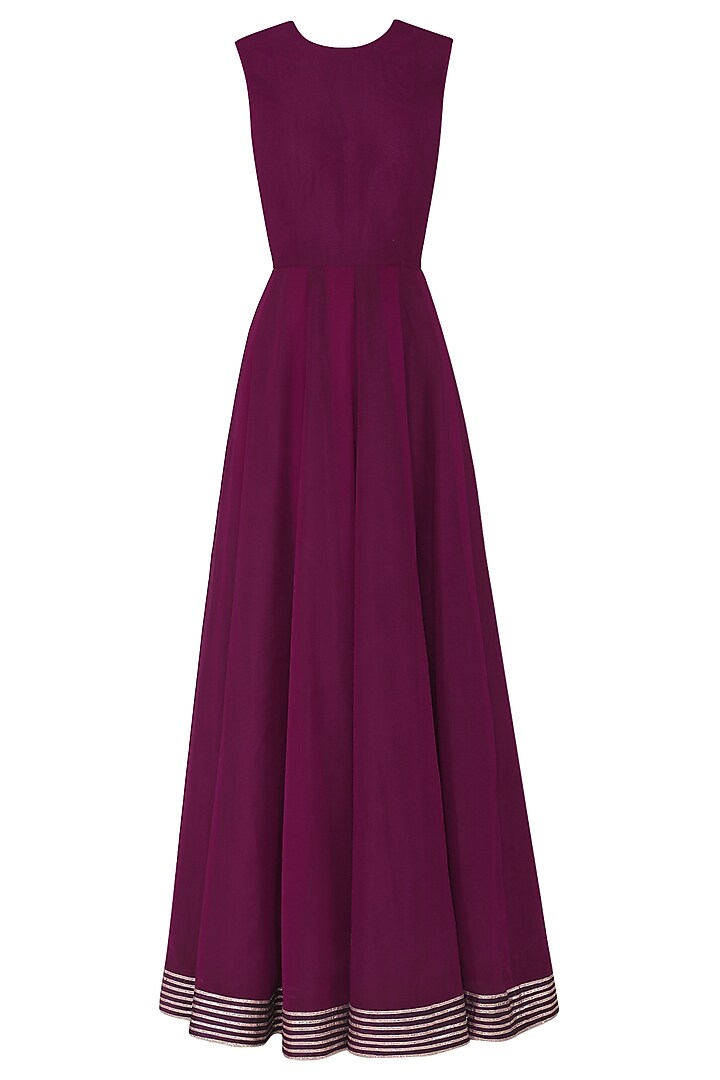 Wine anarkali with embroidered jacket and dupatta available only at Pernia's Pop Up Shop.