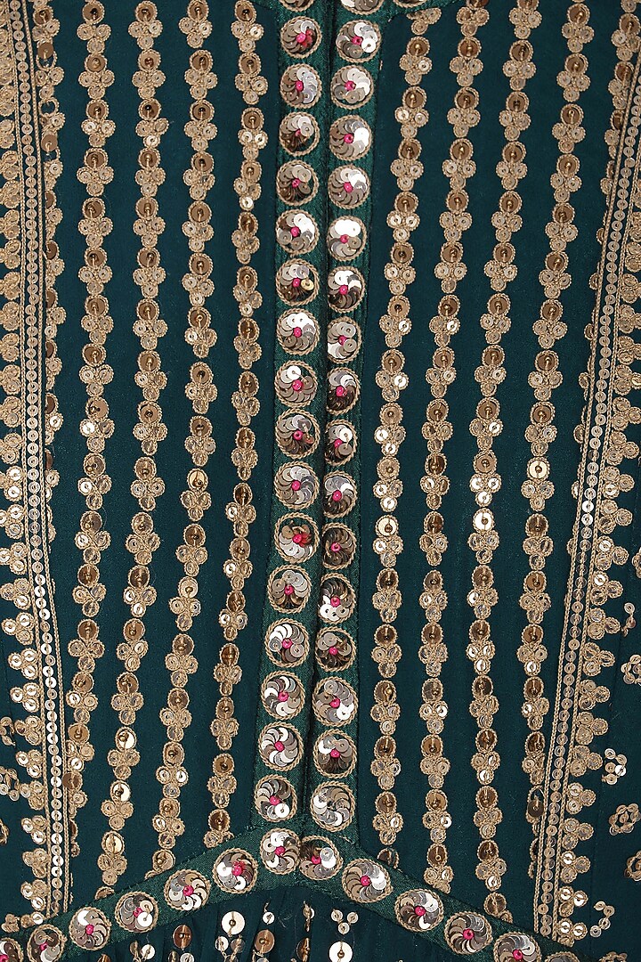 Teal embroidered anarkali gown with dupatta available only at Pernia's Pop Up Shop.