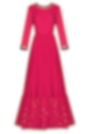 Crimson red embroidered anarkali gown with dupatta available only at Pernia's Pop Up Shop.