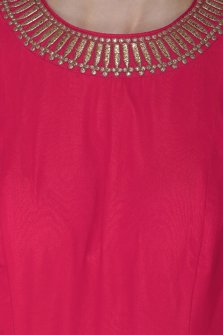 Crimson red embroidered anarkali gown with dupatta available only at Pernia's Pop Up Shop.