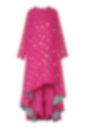 Pink Asymmetrical Embroidered Kurta with Dhoti Pants by Vvani by Vani Vats
