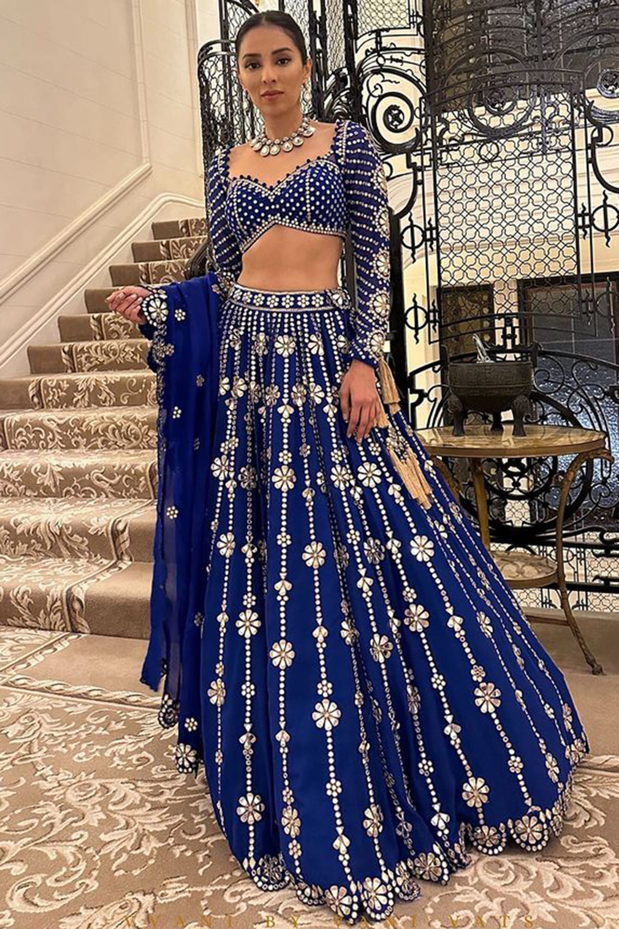 Royal blue lehenga for bride hotsell