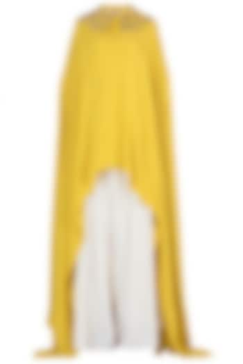 Yellow Embroidered Cape with Camisole and Dhoti Pants by Varsha Wadhwa