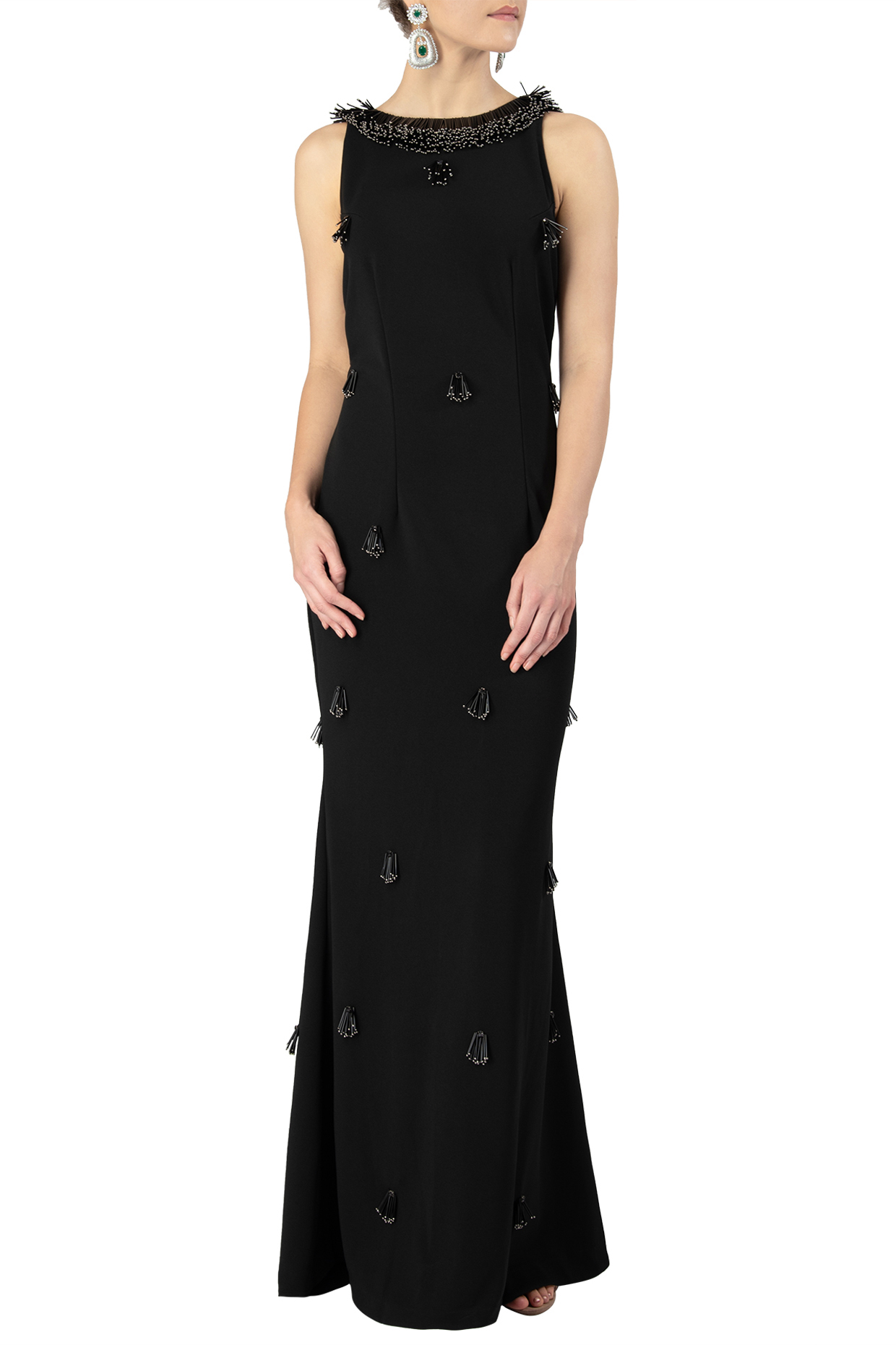 Black embellished sleeveless gown available only at Pernia's Pop Up ...