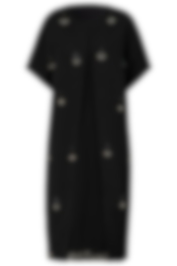 Black Embellished Cape with Shift Dress by Varsha Wadhwa