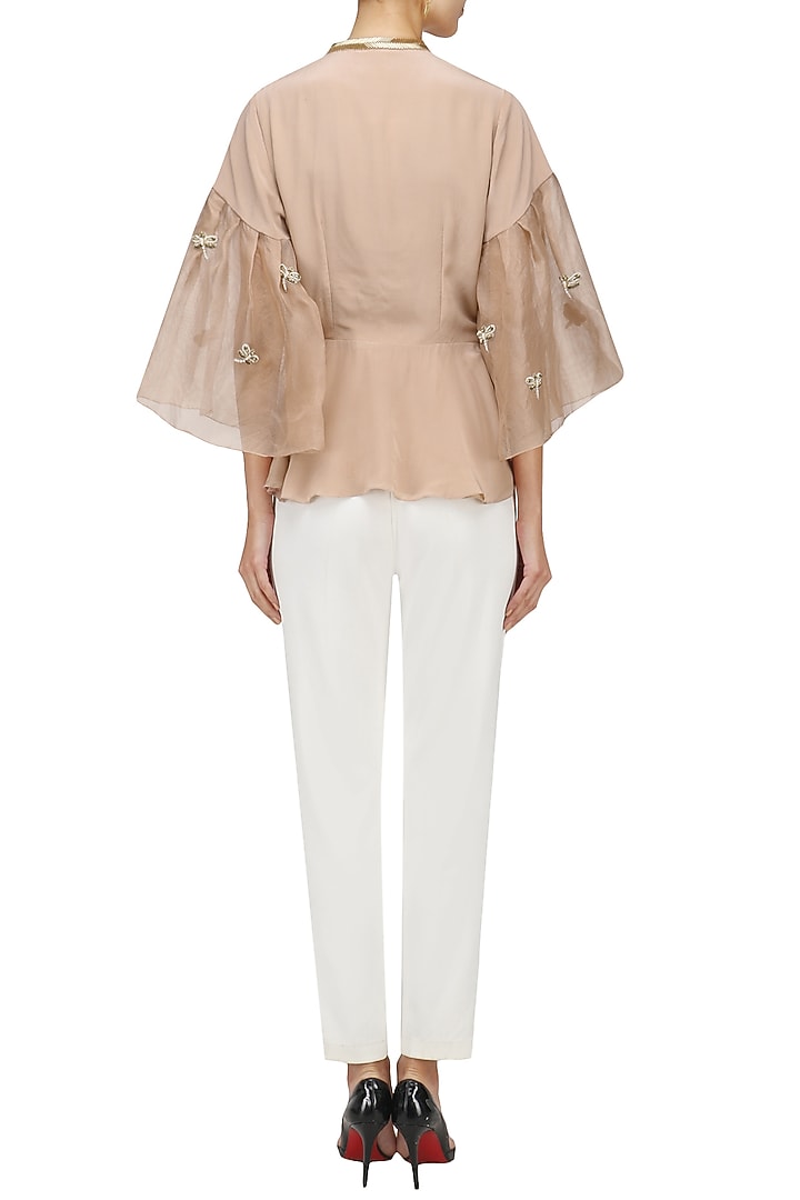 Nude birds and bugle peplum top available only at Pernia's Pop Up Shop.