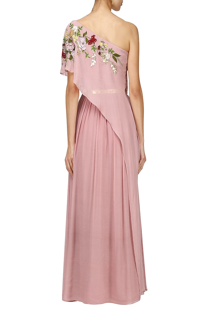 Onion pink flowers embroidered cape gown available only at Pernia's Pop Up Shop.