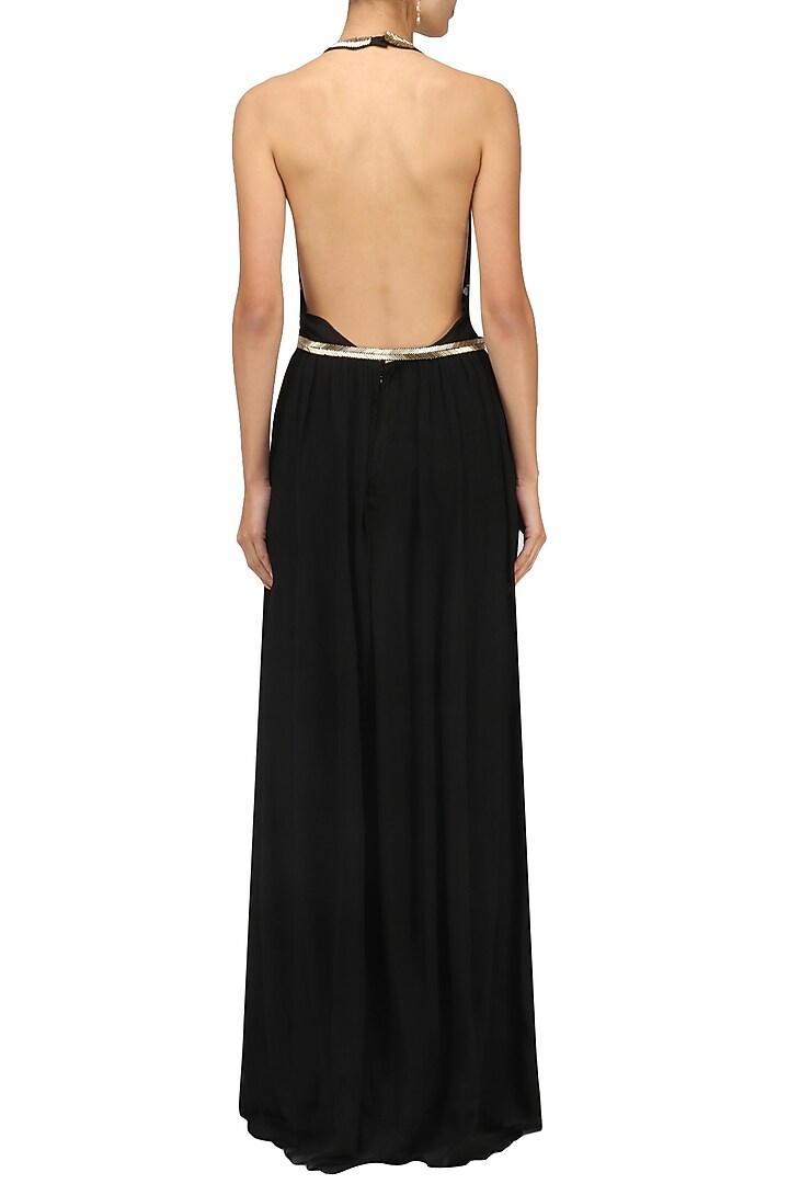 Black embroidered halter neck gown available only at Pernia's Pop Up Shop.