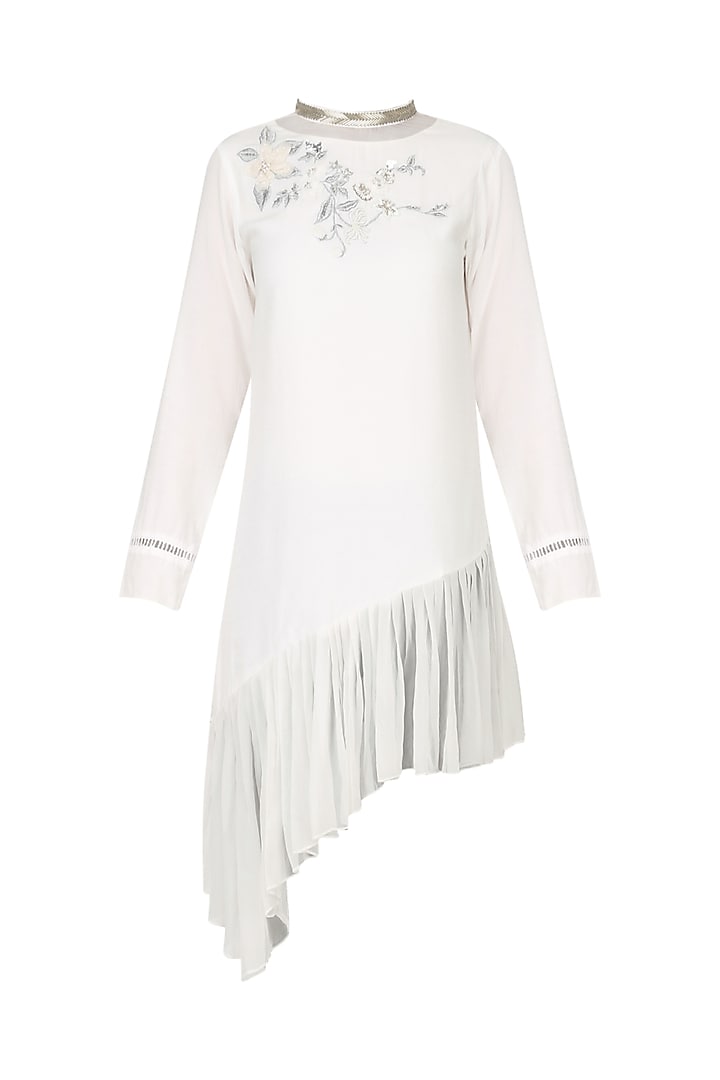 White asymmetric embroidered tunic available only at Pernia's Pop Up Shop.
