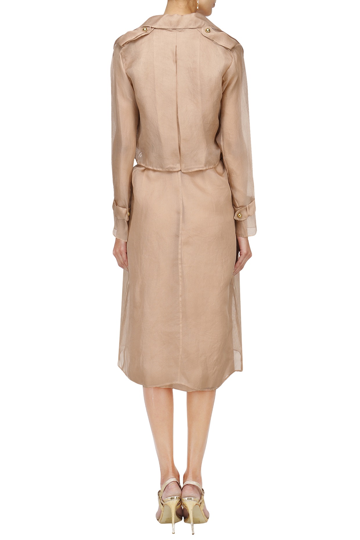 Nude organza trench coat available only at Pernia's Pop Up Shop. 2025