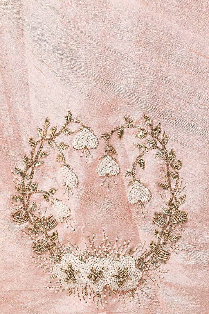 Salmon pink embroidered cold shoulder anarkali set available only at Pernia's Pop Up Shop.