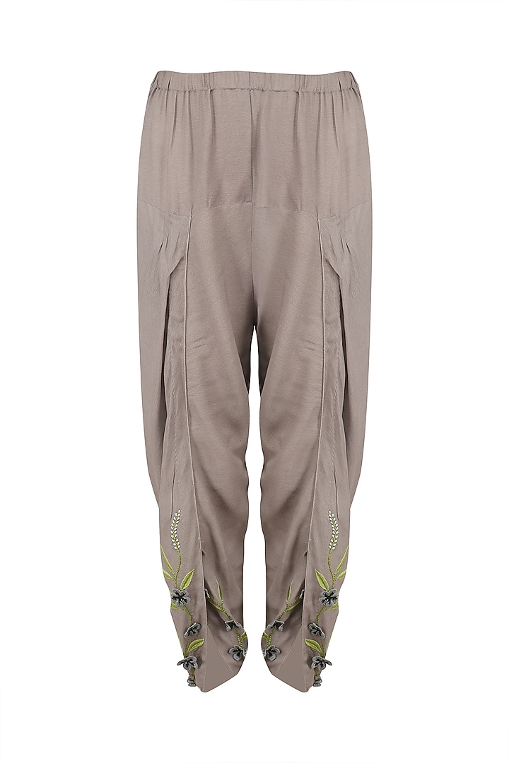 Grey pearl embellished kurta and tulip pants set available only at Pernia's Pop Up Shop.