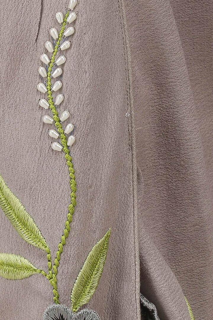 Grey pearl embellished kurta and tulip pants set available only at Pernia's Pop Up Shop.