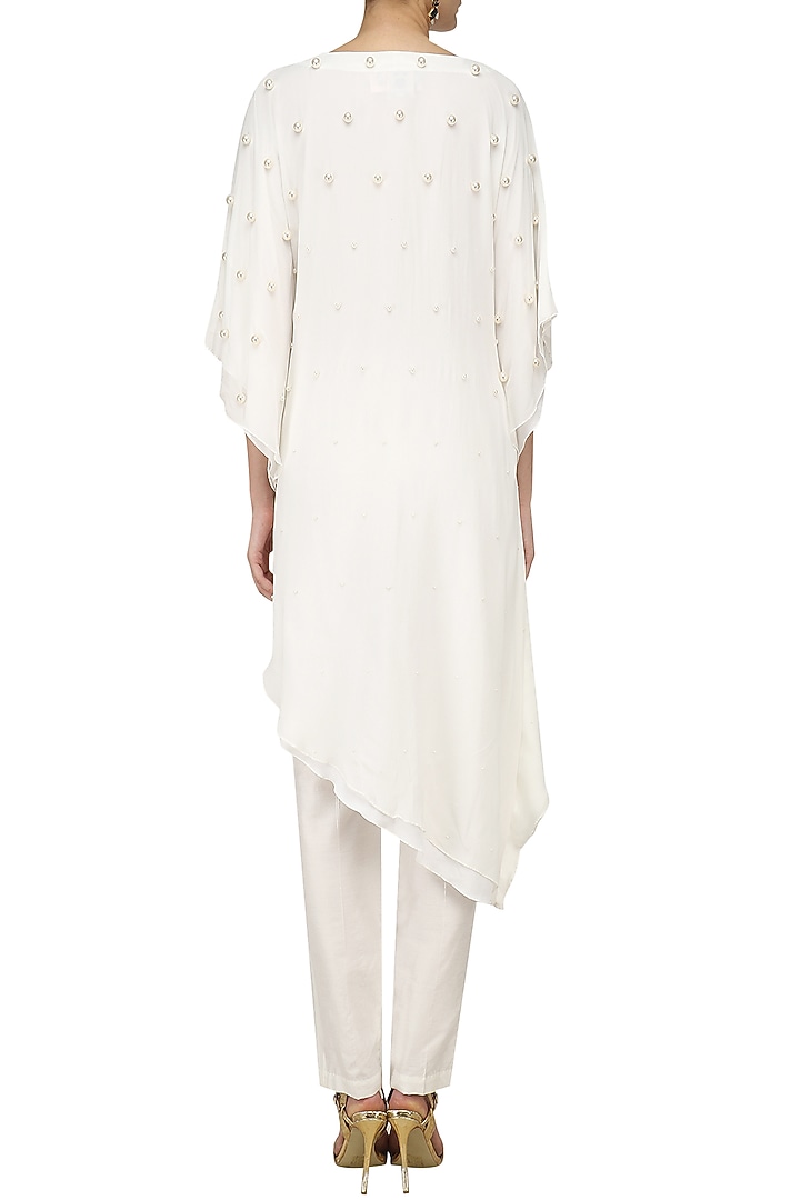 Off White Pearl Embroidered Kaftan available only at Pernia's Pop Up Shop.