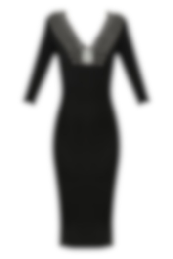 Black Pearl Embellished Midi Dress by Varsha Wadhwa