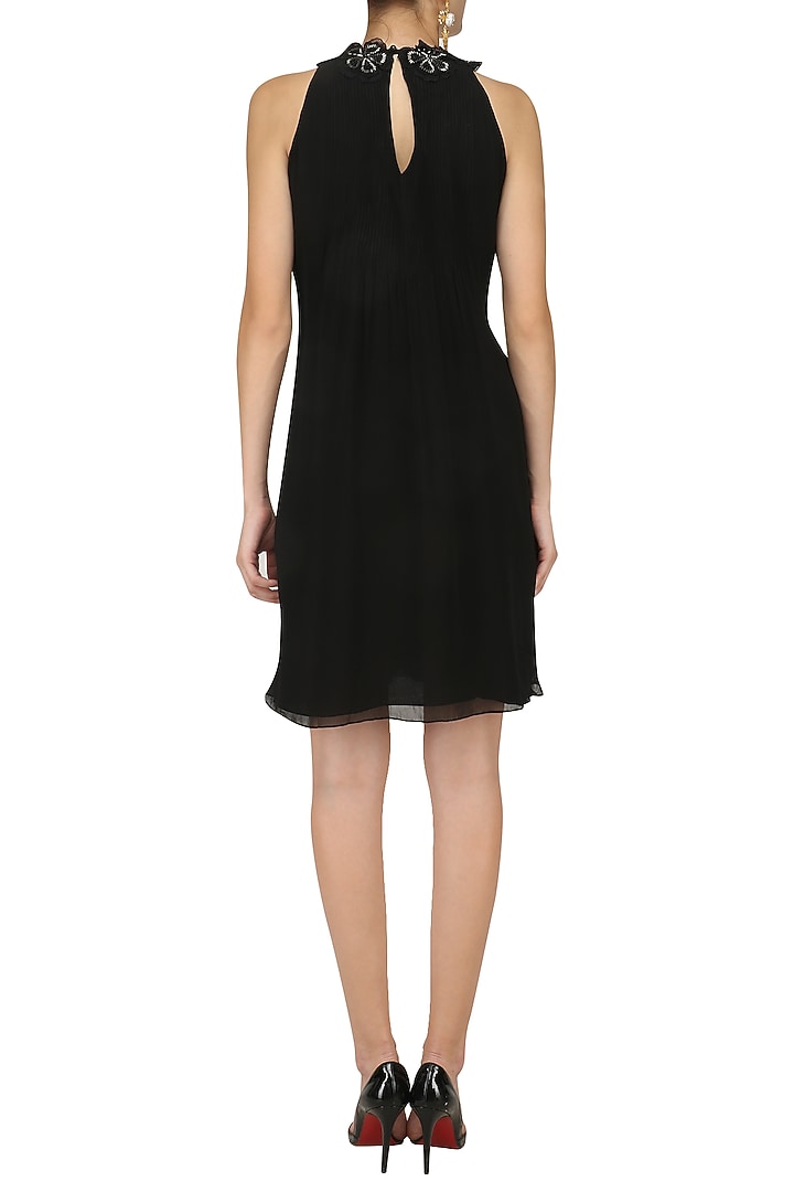 Black 3D Flowers Embellished Dress available only at Pernia's Pop Up Shop.