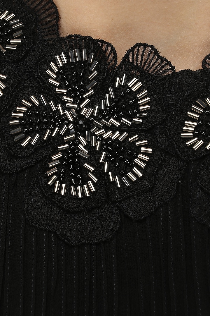 Black 3D Flowers Embellished Dress available only at Pernia's Pop Up Shop.