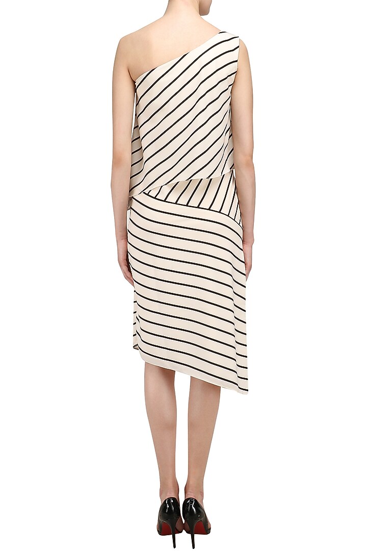 Off white One Shoulder Asymetrical layered Dress available only at Pernia's Pop Up Shop.